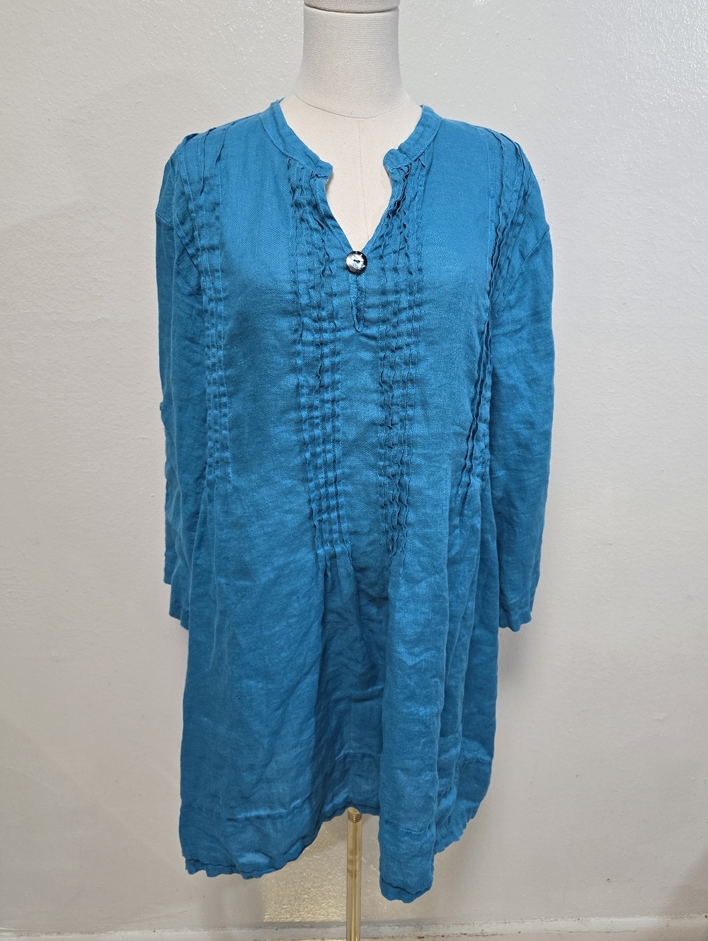 CP Shades Linen Tunic Dress Turquoise Size Large